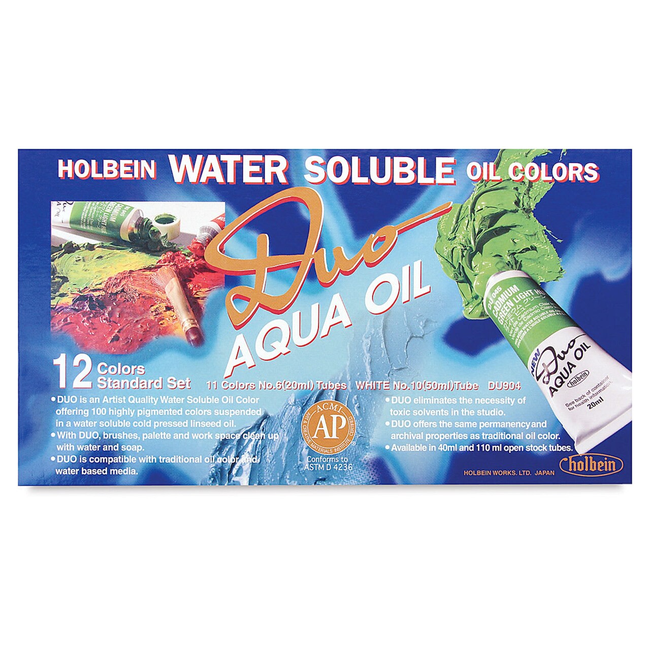 Holbein Duo Aqua Water Soluble Oils - Set of 12, Assorted Colors, 20 ml